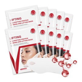 10 Sheets V Line Face Lifting Mask, Collagen Neck and Face Slimming V Shaped Contouring Face Lifting Masks, Firming & Skin Tightening for Sharp & Sculpted Contour, Hydrating Face Masks Skincare