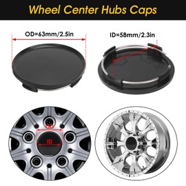Set of 4 Hub Caps 63 m, Wheel Hub Caps OD 63 mm ID 58 mm Plastic Wheel Tyre Wheel Hub Cover with Stainless Iron Ring, Wheel Trim Cover Car Exterior Accessories for Vehicles