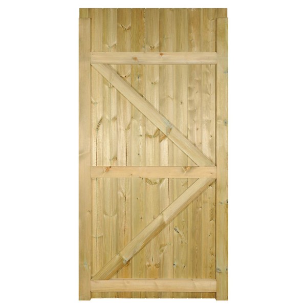 Castle Wooden Gates Flat Top 750mm W x 1800mm H x 42mm thick Tongue Groove single swing pedestrian wood timber CA30
