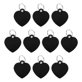 uxcell Pet ID Tags, Metal Engraving Tags, Heart-Shape Dog ID Tag, Black Blank Tags with Key Rings for Pet Dog Cat, Stamping Pendant Decoration, 10 Pack