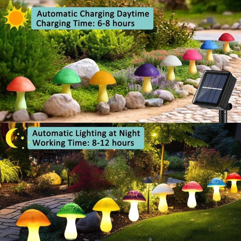 Garden Lights Outdoor Solar LED Garden Lights Decor Mushroom Lights