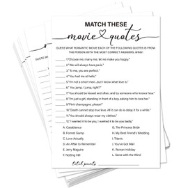 bxtala Bridal Shower Game Cards, Match These Movie Quotes, Wedding Games for Guests, 30 Game Cards with 1 Answer Card, Engagement Wedding Party Supplies