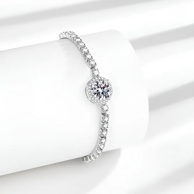Pulsera Mujer Diamara Moissanita Plata 925 Ajustable Dijes Elegante
