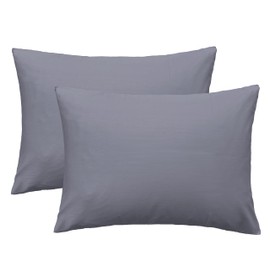 iMaylex Soft 100% Egyption Cotton Zipper Pillow Case, Cozy and Lightweight Pillowcase, Set of 2, Grey, King, 20" x 36"