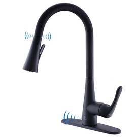 GEOATON Touchless kitchen faucet,Dual motion sensor kitchen sink faucets with pull down sprayer,Healthy material,Easy DIY Install (Matte black)