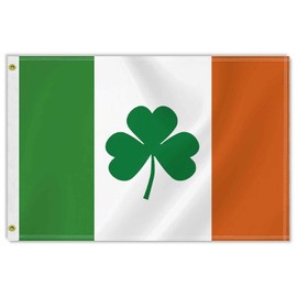 2×3 FT Ireland Flag,Medium 60×90 CM Irish Shamrock Outdoor Banner,100D Decor,Doube Side Printing for Patio Garden with Brass Gromment