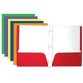 BAZIC 2-Pocket Portfolio Folder with 3-Prong Fastener for School, Home, or Office (Assorted Colors. Case of 100)