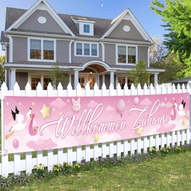 Xietaea Welcome Home Baby - Stork Birth Decoration for Outdoor, Welcome Garland, Welcome Back Home Baby Girl Decoration, Welcome Home Decoration for Baby Shower