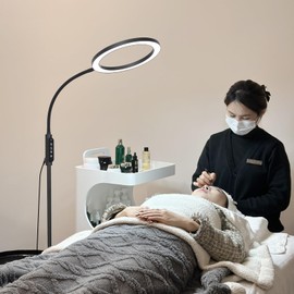 dujunlinghang Bright Dimmable 24 Watt Adjustable Height Gooseneck LED Floor Lamp for Eyelash Extensions,Tattoos, Makeup,Nail Art,Beautician Supplies,Moon Light,No Ghosting or Screen Flicker