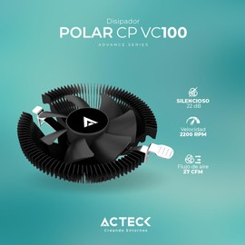 ACTECK Disipador CPU POLAR CP VC100 80mm LGA 1700 AM5 2200 rpm 3-pin Negro AC-936736
