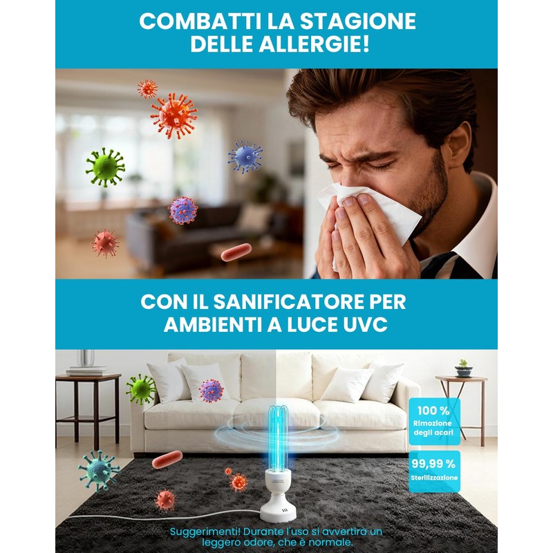 BrightArk 55W Lampada UV Ozono E27 con telecomando e 3