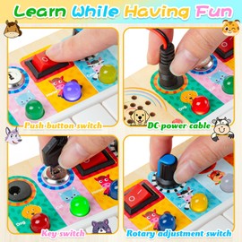 SLEMAKO Holz Montessori Spielzeug mit Busy Board, LED Leuchten und Elektronisches Klavier, Lernspielzeug, Musik Spielzeug, Geschenke für Jungen und Mädchen ab 3 Jahren zu Weihnachten und Geburtstag