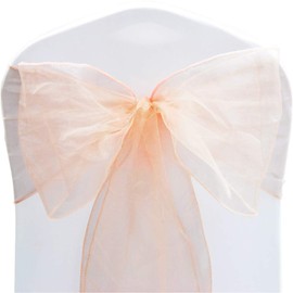 Time to Sparkle 10pcs 22x280cm Peach Melba Organza Sashes Wider Sash Fuller Bows Chair Cover Bows Sash for Wedding Party Birthday Decoration
