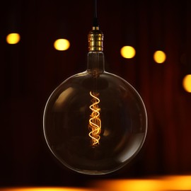 ESCENA Artist Series LED Globe Decorative Light Bulb 4W, 9.84 Inch Dia. Ultra-Large G250 Round Edison Bulbs Dimmable, 20W Equivalent, Flexible Spiral LED Filament Bulb, E26 Base, 2200K Amber Warm