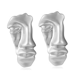 2Pcs Vintage Mask Brooch Minimalist Metal Figure Face Pin for Women Men (1 Pair Silver)