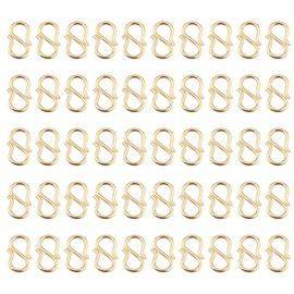 Ruiwaer 50PCS Gold Stainless Steel S-Shaped Hook Hook Clasps Golden S-Hook Clasp S Hooks Clasps Necklace Clasp Connectors S-Shaped Hook for Necklace Jewelry Making