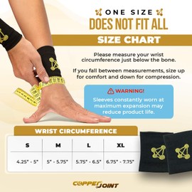 CopperJoint Compression Wrist Support – Copper-Infused Bands Support Improved Circulation, Recovery, Help Relieve Stiff & Sore Muscles - 1 Pair (Large)