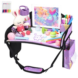 WENRENER Kids Travel Tray, Travel Tray For Kids Car Seat, Toddler Road Trip Essentials With Drawing Kit, (Purple Mermaid)
