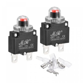 sourcing map Overload Protection Kit 12A AC125/250V DC32V Thermal Circuit Breaker Set of 2