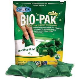 Walex Bio-Pak Black Holding Tank Deodorizer & Waste Digester Drop-Ins - Advanced Enzyme Formula for Rapid Breakdown of Waste & Paper, Removes Odors & Cleans Tank; Alpine Fresh, 10-Pack