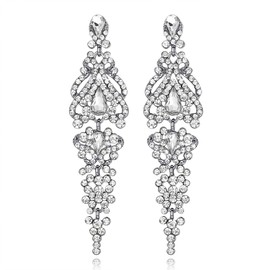 mecresh Clear Crystal Chandelier Bridal Wedding Teardrop Dangle Earrings for Women Clear Engagement Jewelry