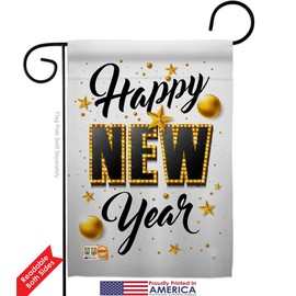 Ornament Collection Happy New Year Garden Flag Pack Winter Clock Countdown Champagne Party Fireworks Celebrate Applique House Decoration Banner Small Yard Gift Double-Sided, Made in USA