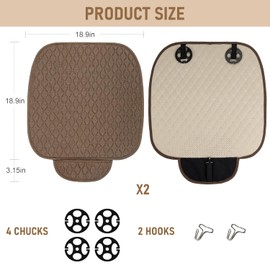 Gloserin Linen Car Seat Covers for Cars - Non-Slip and Soft, 2 PCS Bottom Seat Cover Protectors with Storage Pocket, Linen Front Seat Covers Used for SUVs, Cars, Sedans (Brown)