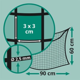 VOSS.farming Hay Net 90 x 60 cm, Feeding Net for 4 kg Hay, Mesh Size 3 x 3 cm, Hay Bag, Black