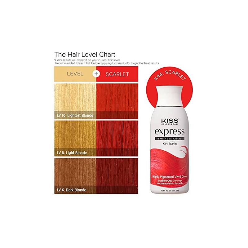Kiss Express Color #K44 Semi-Permanent Scarlet 3.5 Ounce (100ml)