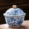 JHNIF Blue and White Porcelain Ashtray with Lid, 5-Inch Ash