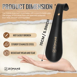 ZOMAKE Metal Shoe Horn,Small Travel Shoehorn for Men Women Kids,2 Pcs Portable Shoe Spoon Helper 5.9''