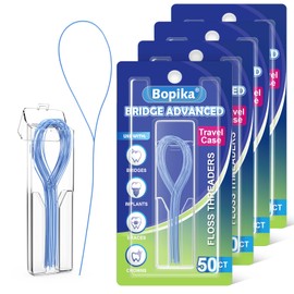 Bopika Floss Threaders Dental Floss for Braces, Bridges, and Implants 200 Count