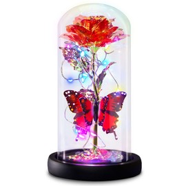 Galaxy Flowers Rose Birthday Gift for Women Mom Grandma, Enchanted Infinity Rose in Glass Dome, Valentines Rose Gifts for Valentine's Day Mother's Day Anniversary Wedding