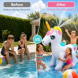 Giant Inflatable Unicorn Sprinkler for Pool Play – PVC Water Spray Float Toy for Kids’ Summer Parties