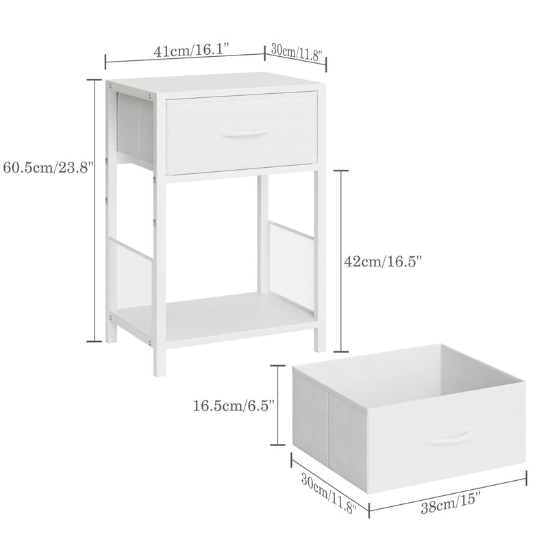 YAUKOMEL Nightstand Set of 2,End Table with Fabric Drawer,Side Table