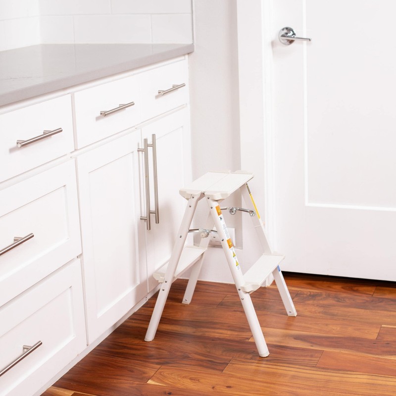 BIRDROCK HOME 2 Step Compact Steel Step Ladder - Sturdy