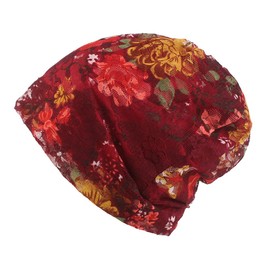 Maxpetus Spring and Autumn Floppy Beanie and Floral lace Hats, Red, One Size