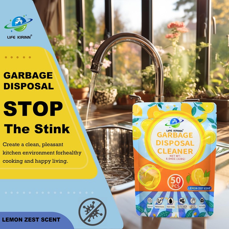 LIFE KIRINN Garbage Disposer Freshener,Sink Disposal Odor Eliminator,50 Count Lemon