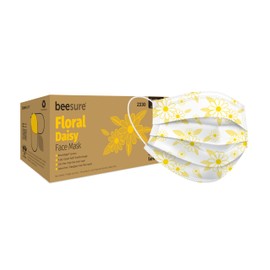BeeSure BE2330 Floral Face Masks, Daisy Yellow (Pack of 50)