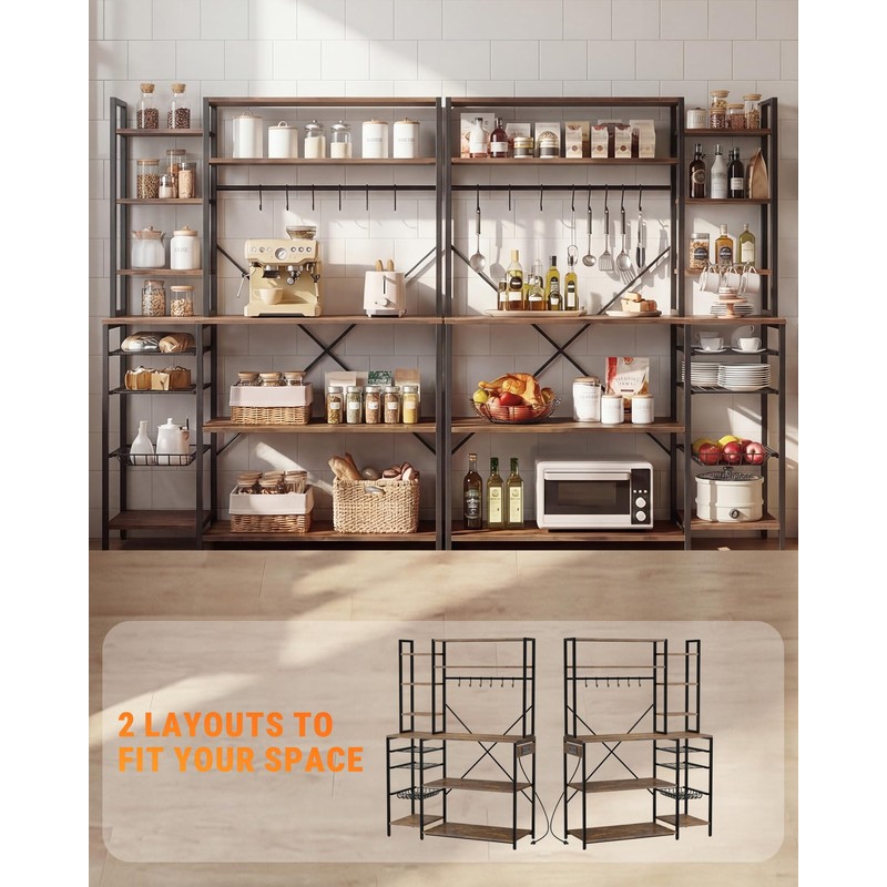 yoopin 4 Tier Bakers Rack with Power Outlets, Microwave Stand