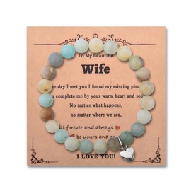 Wife Birthday Day Gifts for Wife Beaded Bracelet Gifts for Wife Valentines Gifts for Wifey Wife Pink Bracelet Gifts for Wife I Love You Gifts for Wifey Wife Anniversary Bday Gifts for Wife Her