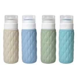 GLDFYYDS reiseflaschen shampoo spender für die dusche 4 x 100 ml flaschen zum nachfüllen reisegadgets premium PP + ABS + silikon seifenspender bunt