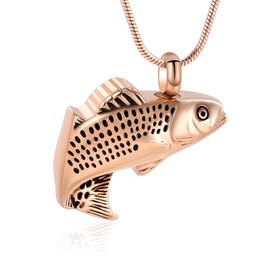 Cremation Jewelry for Ashes Stainless Steel Fish Shape Design Memorial Urn Necklace Keepsake Jewelry Gift Men Women Multifunction Necklace