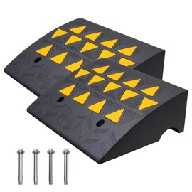 VEVOR Rubber Curb Ramp, 6" Rise Height 2 Pack, Heavy-Duty 33069 lbs/15 T Capacity Threshold Ramps, 19" L x 15" W Driveway Ramps with Stable Grid Structure for Cars, Wheelchairs, Bikes, Motorcycles