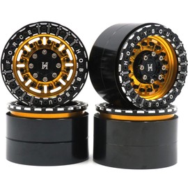 4pcs RC Aluminium 2.2 beadlock Wheels Rims Gold/Black Color Weight About 160g/pc Fit for RC Mud Truck Rock Crawler Trx4 Scx10 Capra Ryft Gen8