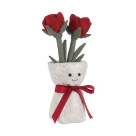 Apricot Lamb Rose Vase Stuffed Animals for Kids, Soft Cute Plush Toys for Baby Girl and Boy, Fluffy Rose Vase 11.9 Inches