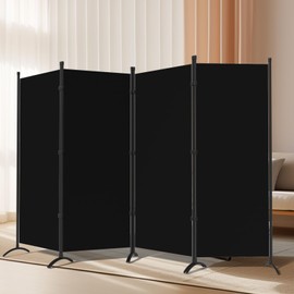 4 Panel Room Divider, Folding Privacy Screen Wall Divider for Room Separation, Freestanding Room Partitions for Home Office Dorm Decor 84”W×67”H, Black