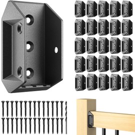 Funerlulu 40 Pack Aluminum Alloy 2"x4" (Actual 1.5"x3.5") Deck Railing Brackets Connectors, for Fence Stair Railing Handrail Connection Metal Deck Bracket Connectors with 240 Galvanized Screws