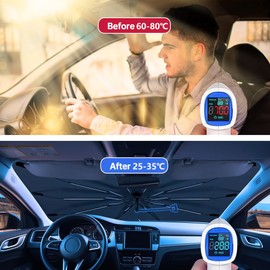 BIGP Sun Protection Car Windscreen Foldable 140 x 80 cm Parasol Car, UV Protection Parasol for the Windscreen for Most Cars, SUVs, Trucks