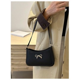 GORGLITTER Women's Metal Bow Purse Square Clutch Bag Underarm Shoulder Handbags Black One Size